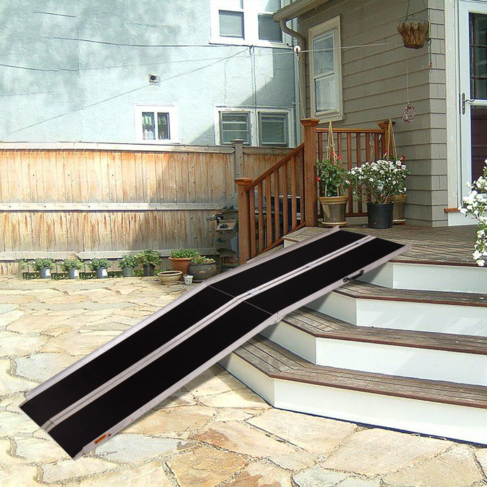 KLike Aluminum Wheelchair Ramp Stairs Scooter Ramps Portable Compact Silver Wayfair